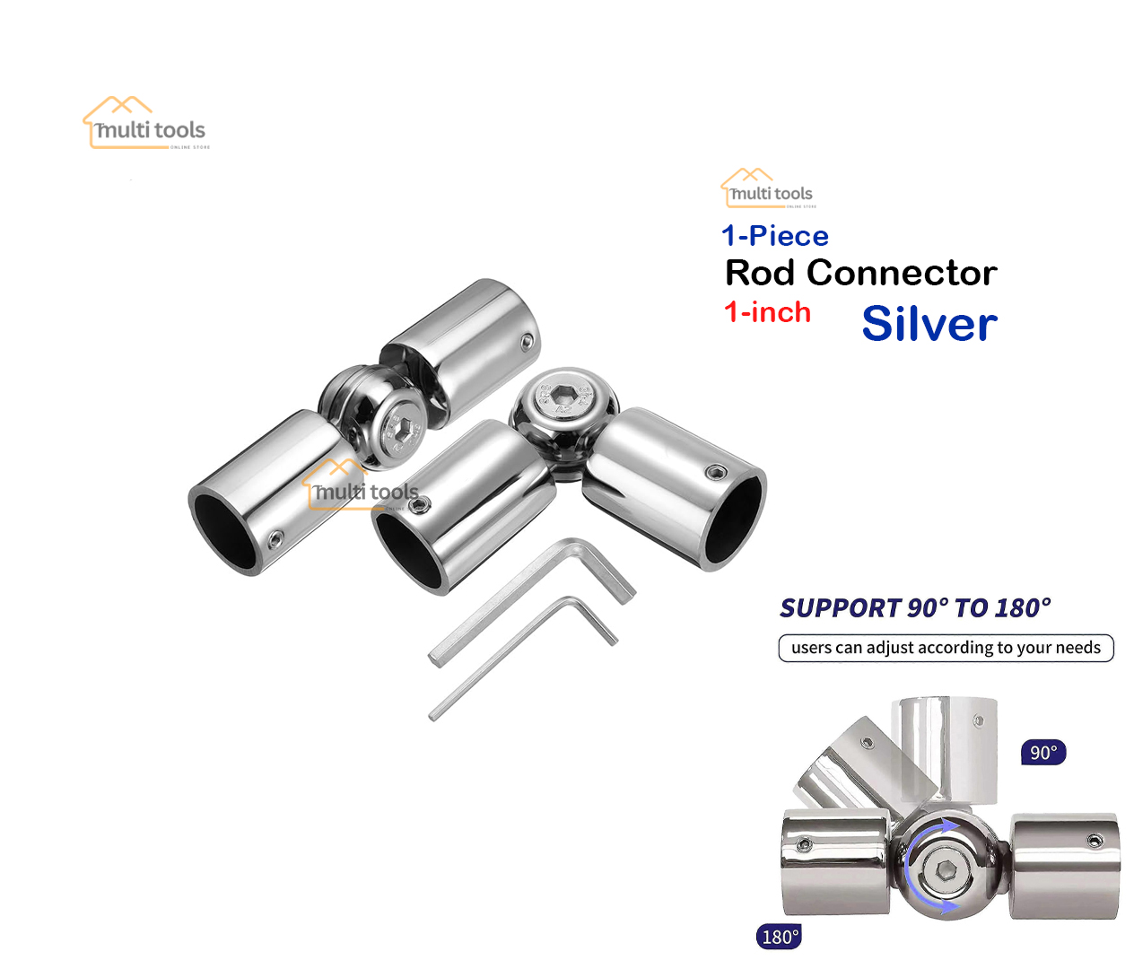 Rod Connector Silver For (1 Inch)